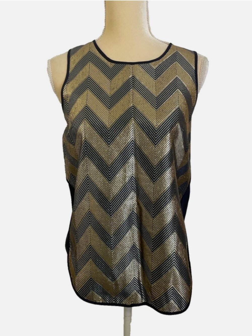 J. CREW Gold Chevron Sleeveless Tank Top Size 0